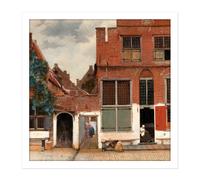 Artery8 Wall Art Print Vermeer View Of Houses In Delft The Little Street Square Framed Picture 16X16 Inch in White | Size: W16" x H16" Artery8 White W16" x H16"