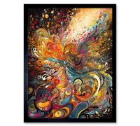 Artery8 Wall Art Print Vibrant Colour Sound Waves Music Artwork Art Framed in Black | Size: W12" x H16" Artery8 Black W12" x H16"