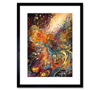 Artery8 Wall Art Print Vibrant Colour Sound Waves Music Artwork Framed 9X7 Inch in Black | Size: W7" x H9" Artery8 Black W7" x H9"