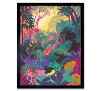 Artery8 Wall Art Print Vibrant Tropical Rainforest Sunrise Art Framed in Black | Size: W12" x H16" Artery8 Black W12" x H16"