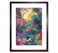 Artery8 Wall Art Print Vibrant Tropical Rainforest Sunrise Artwork Framed 9X7 Inch in Brown | Size: W7" x H9" Artery8 Brown W7" x H9"