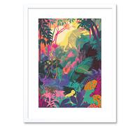 Artery8 Wall Art Print Vibrant Tropical Rainforest Sunrise Artwork Framed 9X7 Inch in White | Size: W7" x H9" Artery8 White W7" x H9"