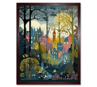 Artery8 Wall Art Print Village Through Sherwood Forest Tree Landscape Art Framed in Brown | Size: W12" x H16" Artery8 Brown W12" x H16"