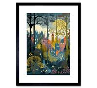 Artery8 Wall Art Print Village Through Sherwood Forest Tree Landscape Artwork Framed 9X7 Inch