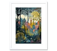 Artery8 Wall Art Print Village Through Sherwood Forest Tree Landscape Artwork Framed 9X7 Inch in White | Size: W7" x H9" Artery8 White W7" x H9"