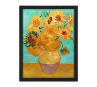 Artery8 Wall Art Print Vincent Willem Van Gogh Dutch Sunflowers Large Framed Wall Décor Art in Light Oak | Size: W18" x H24" Artery8 Light Oak W18" x H24"