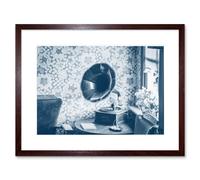 Artery8 Wall Art Print Vintage Record Player Gramophone Framed in Brown | Size: W7" x H9" Artery8 Brown W7" x H9"