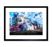 Artery8 Wall Art Print Vintage Steam Train Engine Framed 9X7 Inch