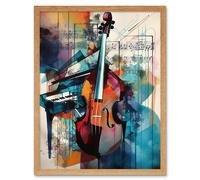 Artery8 Wall Art Print Violin & Piano Classical Music Note Melody Concerto Abstract Modern Watercolour Painting Art Framed | Size: W12" x H16" Artery8 Light Oak W12" x H16"