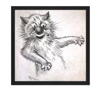 Artery8 Wall Art Print Wain Caught Keep Your Mouth Shut Cat Square Framed Picture 16X16 Inch in Black | Size: W16" x H16" Artery8 Black W16" x H16"