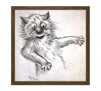 Artery8 Wall Art Print Wain Caught Keep Your Mouth Shut Cat Square Framed Picture 16X16 Inch in Brown | Size: W16" x H16" Artery8 Brown W16" x H16"