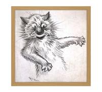 Artery8 Wall Art Print Wain Caught Keep Your Mouth Shut Cat Square Framed Picture 16X16 Inch in Light Oak | Size: W16" x H16" Artery8 Light Oak W16" x H16"