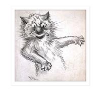 Artery8 Wall Art Print Wain Caught Keep Your Mouth Shut Cat Square Framed Picture 16X16 Inch in White | Size: W16" x H16" Artery8 White W16" x H16"