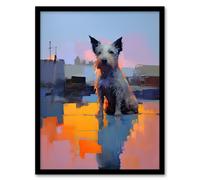 Artery8 Wall Art Print Waiting for His Master Terrier Dog Portrait Framed Picture | Size: A4 Artery8 Multicolor A4