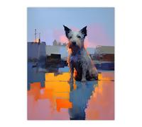 Artery8 Wall Art Print Waiting for His Master Terrier Dog Portrait Poster Picture | Size: W18" x H24" Artery8 Multicolor W18" x H24"