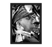 Artery8 Wall Art Print War WWII US General Douglas Dugout MacArthur Pipe Photo Large Framed Wall Décor Art in White | Size: W18" x H24" Artery8 White W18" x H24"