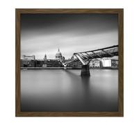 Artery8 Wall Art Print Warby Millenium Bridge London Cityscape Photo Square Framed Picture 16X16 Inch in Brown | Size: W16" x H16" Artery8 Brown W16" x H16"