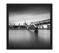 Artery8 Wall Art Print Warby Millenium Bridge London Cityscape Photo Square Framed Picture 16X16 Inch in Black | Size: W16" x H16" Artery8 Black W16" x H16"