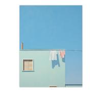 Wall Art Print Washing Line Shadows By Amy Denver Minimalist Soft Pastel Laundry Room Minimalism Simple Modern Artwork Poster Artery8 Blue W24 inch x H32 inch