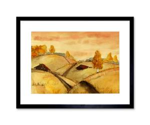 Artery8 Wall Art Print Watercolour Russian Fields Landscape Art Framed 9X7 Inch