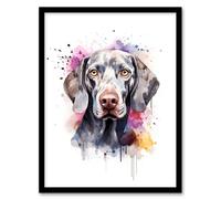 Artery8 Wall Art Print Weimaraner Lovers Gift Watercolour Pet Portrait Painting Artwork Art Framed | Size: W12" x H16" Artery8 Multicolor W12" x H16"
