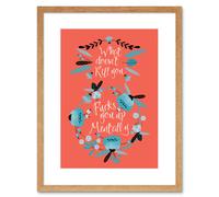 Artery8 Wall Art Print What Does not Kill You Funny Orange Framed in Beige | Size: W7" x H9" Artery8 Beige W7" x H9"