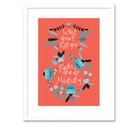 Artery8 Wall Art Print What Does not Kill You Funny Orange Framed in White | Size: W7" x H9" Artery8 White W7" x H9"