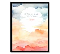 Artery8 Wall Art Print What We Think We Become Buddhist Mindfulness Sun Clouds Framed in Orange | Size: W12" x H16" Artery8 Orange W12" x H16"