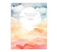 Artery8 Wall Art Print What We Think We Become Buddhist Mindfulness Sun Clouds Poster in Orange | Size: W24" x H32" Artery8 Orange W24" x H32"