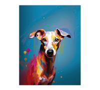 Artery8 Whippet Dog Lover Gift Pet Portrait Blue Orange Purple Artwork Painting Extra Large XL Wall Art Poster Print