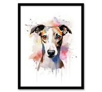 Artery8 Whippet Lovers Gift Watercolour Pet Portrait Painting Artwork Artwork Framed Wall Art Print A4