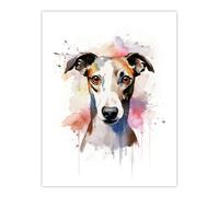 Artery8 Whippet Lovers Gift Watercolour Pet Portrait Painting Artwork Extra Large XL Wall Art Poster Print