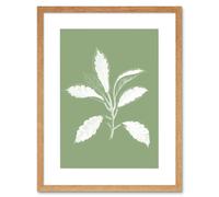Artery8 Wall Art Print White & Green Exotic Leaves Art Black Framed 9x7 inch in Beige | Size: W7" x H9" Artery8 Beige W7" x H9"
