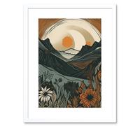 Artery8 Wall Art Print Wild Flowers in Scottish Hills Sunrise Landscape Artwork Framed 9X7 Inch in White | Size: W7" x H9" Artery8 White W7" x H9"