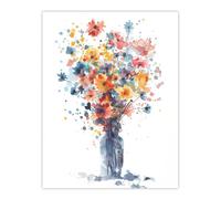 Artery8 Wall Art Print Wildflower Bouquet in Vase Abstract Watercolour Poster | Size: W12" x H16" Artery8 Multicolor W12" x H16"