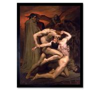 Artery8 Wall Art Print William Adolphe Bouguereau 1850 Dante & Virgil in Hell Demons Afterlife Divine Comedy Art Framed in Black | Size: W12" x H16" Artery8 Black W12" x H16"
