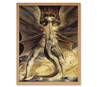 Artery8 Wall Art Print William Blake 1805 Watercolour Painting The Great Red Dragon & Woman Clothed with the Sun Art Framed | Size: W12" x H16" Artery8 Light Oak W12" x H16"