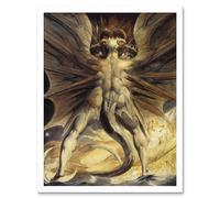 Artery8 Wall Art Print William Blake 1805 Watercolour Painting The Great Red Dragon & Woman Clothed with the Sun Art Framed | Size: W12" x H16" Artery8 White W12" x H16"