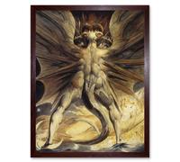 Artery8 Wall Art Print William Blake 1805 Watercolour Painting The Great Red Dragon & Woman Clothed with the Sun Art Framed | Size: W12" x H16" Artery8 Brown W12" x H16"