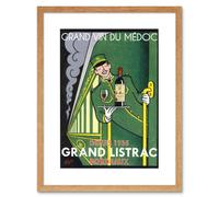 Artery8 Wall Art Print Wine Grand Vin Medoc Listrac Express Artwork Framed 9X7 Inch in Beige | Size: W7" x H9" Artery8 Beige W7" x H9"