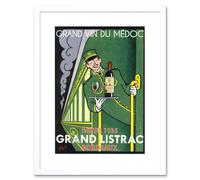 Artery8 Wall Art Print Wine Grand Vin Medoc Listrac Express Artwork Framed 9X7 Inch in White | Size: W7" x H9" Artery8 White W7" x H9"