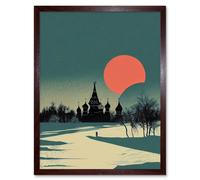 Artery8 Wall Art Print Winter Sun Orthodox Church Kiev Ukraine Art Framed in Brown | Size: W12" x H16" Artery8 Brown W12" x H16"