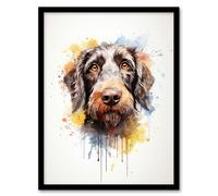 Artery8 Wall Art Print Wirehaired German Pointer Lovers Gift Watercolour Pet Portrait Painting Artwork Art Framed | Size: A4 Artery8 Multicolor A4