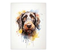 Artery8 Wall Art Print Wirehaired German Pointer Lovers Gift Watercolour Pet Portrait Painting Artwork Poster | Size: W24" x H32" Artery8 Multicolor W24" x H32"