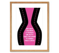 Artery8 Wall Art Print Woman Curves Inspiration Pink Framed in Beige | Size: W7" x H9" Artery8 Beige W7" x H9"