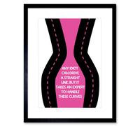 Artery8 Wall Art Print Woman Curves Inspiration Pink Framed in Black | Size: W7" x H9" Artery8 Black W7" x H9"