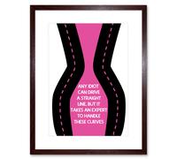 Artery8 Wall Art Print Woman Curves Inspiration Pink Framed in Brown | Size: W7" x H9" Artery8 Brown W7" x H9"
