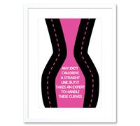 Artery8 Wall Art Print Woman Curves Inspiration Pink Framed in White | Size: W7" x H9" Artery8 White W7" x H9"