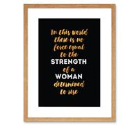 Artery8 Wall Art Print Woman Strength Determined Gold Framed in Beige | Size: W7" x H9" Artery8 Beige W7" x H9"
