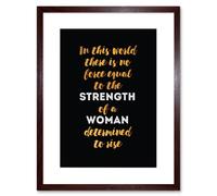 Artery8 Wall Art Print Woman Strength Determined Gold Framed in Brown | Size: W7" x H9" Artery8 Brown W7" x H9"